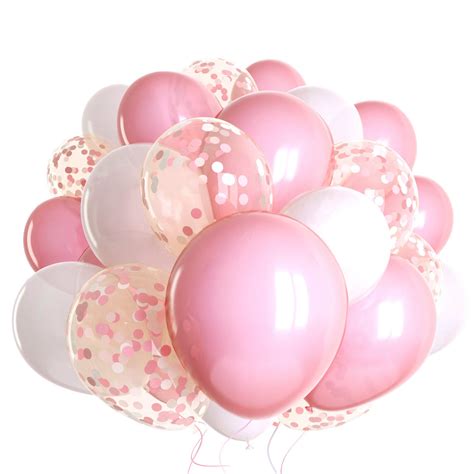 Buy 60 Pack Pink Balloons Pink Confetti Balloons White Balloons Wribbon Light Pink