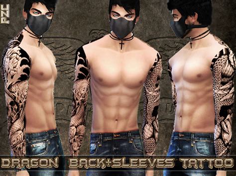 Dragon Back And Sleeves Tattoo By Pinkzombiecupcakes At Tsr Sims 4