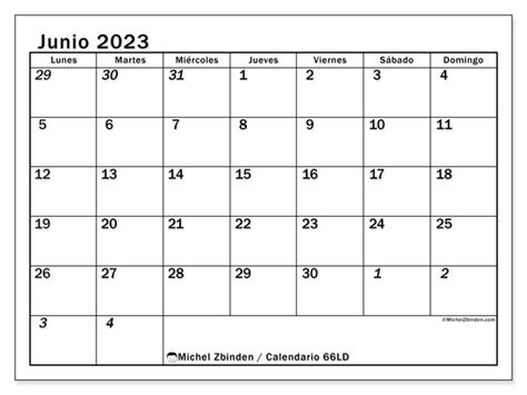 Calendario Junio De 2023 Para Imprimir “501ld” Michel Zbinden Pe