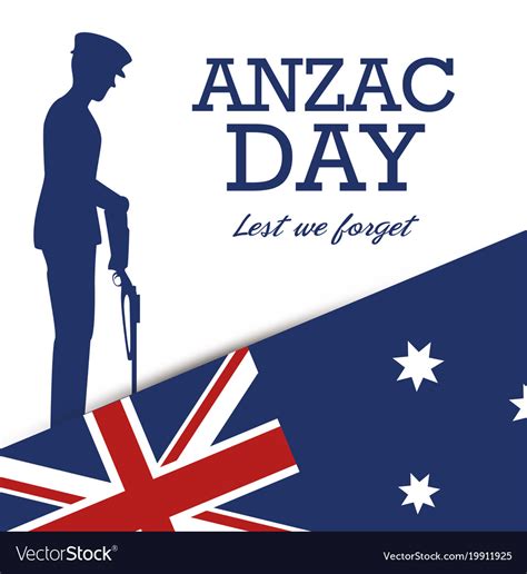In 1915, the anzac forces joined the allied ones, landing in gallipoli on april 25th, 1915. Anzac day poster with soldier standing guard Vector Image