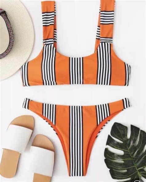 Repriced Orange And Striped Tank Type Top And Sexy Bottoms Womens Fashion Bottoms Other