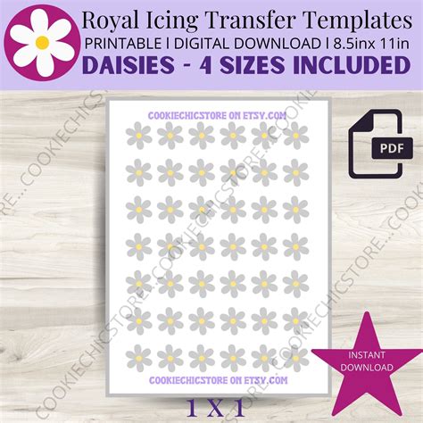 Royal Icing Transfers Iced Cookies Patterned Sheets Flower Template