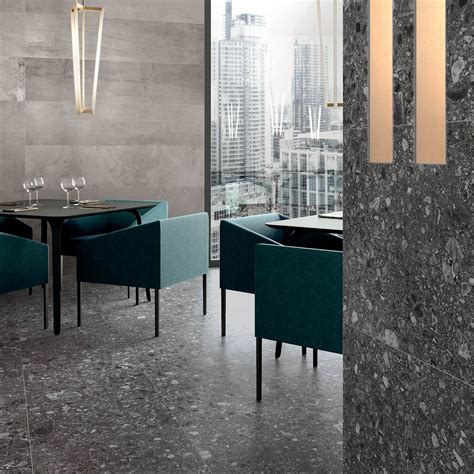 Rizo Antracite Dark Gray 24x24 Terrazzo Look Semi Polished Porcelain