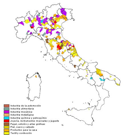 El Mapa De Los Distritos Industriales Marshallianos En Italia A Partir