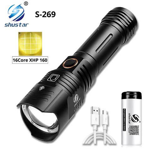 Super Bright Xhp160 Led Flashlight Powerful Xhp99 Waterproof Torch Usb