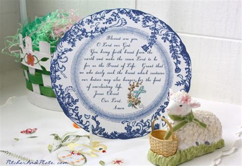 There are also some good biblical examples of thanksgiving prayers for food, invocation prayers, children's grace prayers and an ancient jewish meal prayer. Easter Table Blessing Plate Printable PitcherAndPlate.com #Easter #TableGrace #Blessing | Easter ...