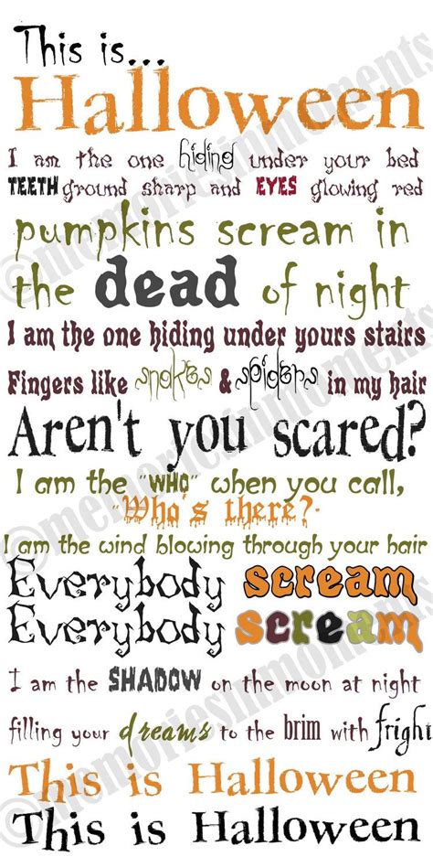 This Is Halloween The Nightmare Before Christmas Lyrics - This is Halloween Printable by MemoriesinMoments on Etsy, $3.00