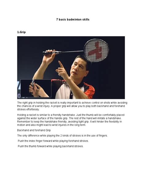 7 Basic Badminton Skills Pdf Games Of Physical Skill Individual