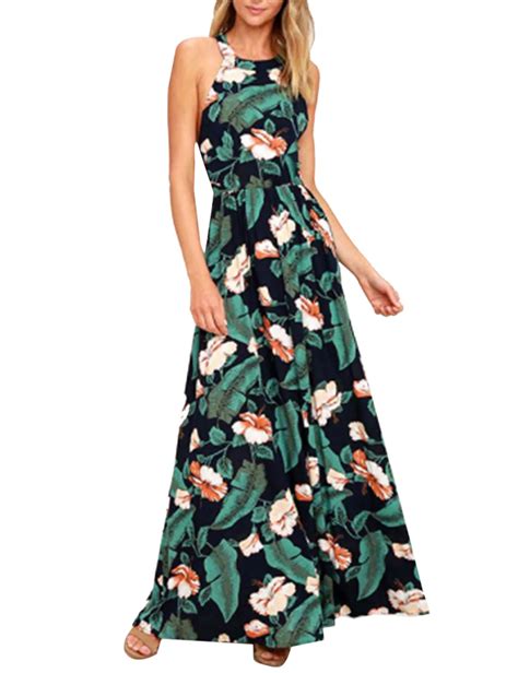 2018 new arrival women floral maxi dress long boho halter strap summer beach dresses sexy