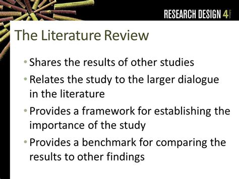 Either way, a literature review is supposed to provide the researcher/author and the audiences with a general. importance of review of literature