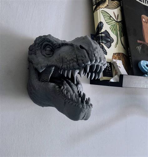 Detailed T Rex Head Dinosaur Wall Art Modern 3d Printed Etsy