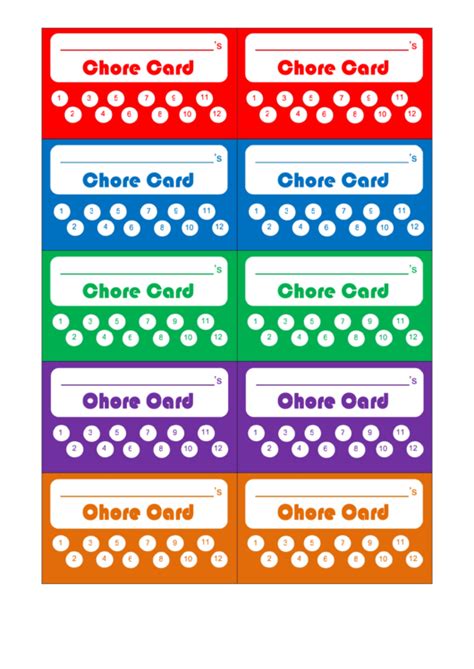 Chore Punch Card Template Printable Pdf Download