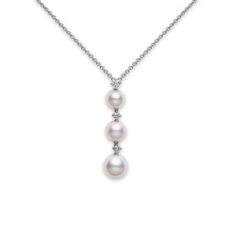 Mikimoto Three Pearl Drop Pendant Necklace