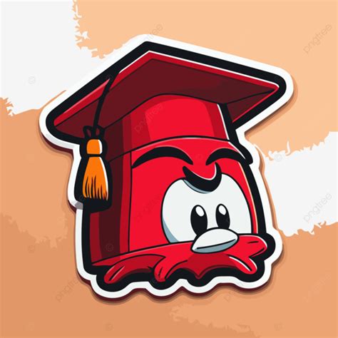 Funny Critter Sticker With A Graduation Cap On It Clipart Vector