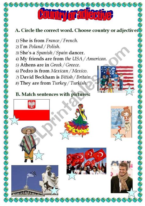 Country Or Adjective ESL Worksheet By Renata Lioness