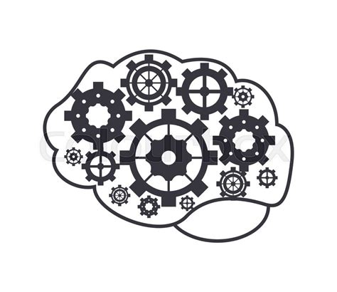 Flat Design Brain And Gears Icon Stock Vector Colourbox