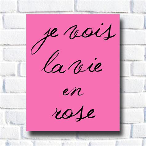 La Vie En Rose Print French Typography French Phrases French Quotes