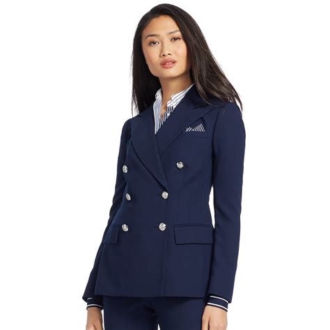 Lyst Pink Pony Crepe Double Breasted Jacket In Blue