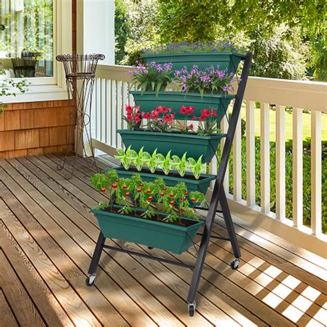 Kinbor Tier Vertical Raised Garden Bed Elevated Freestanding Planter Box With Containers