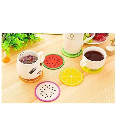Swadec 4pcsset Fruit Coaster Colorful Silicone Tea Cup Drinks Holder