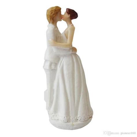 Wedding Cake Topper With Bride And Groom Couple Figurine Lesbian Cake