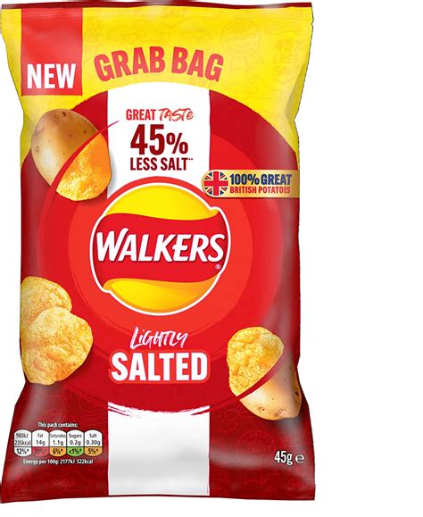 Walkers Less Salt Lightly Salted Crisps Grab Bag 45g Approved Food
