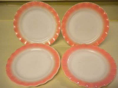 Hazel Atlas Pink Crinoline Ripple Milk Glass Breakfast Plates