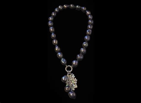 Necklace Black Baroque Cultured Freshwater Pearls Drops Studio Of