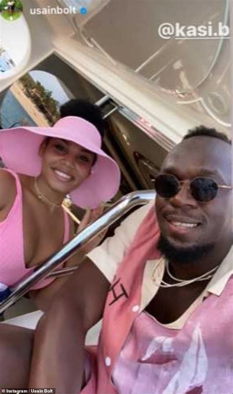 Usain Bolt And His Partner Kasi Bennett Coordinate In Pink On Boat Ride Daily Mail Online