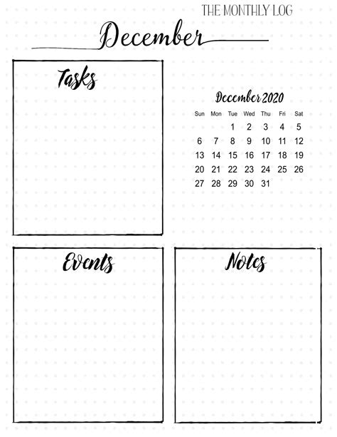 Bullet Journal Printables Templates Calendar Printable Template My