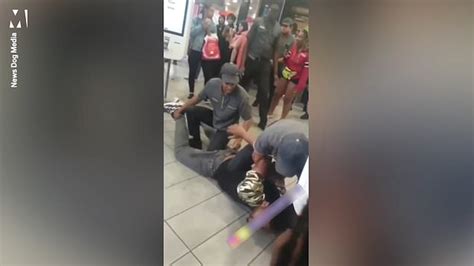 Moment Angry Burger Bar Boys Gang Member Gets Into Violent Clash With