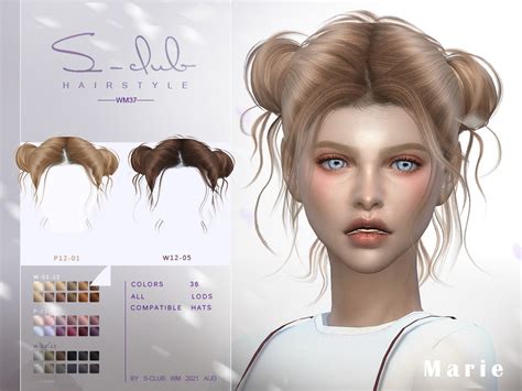 The Sims Resource Cute Double Buns Short Hairstyle For Girls Marie By