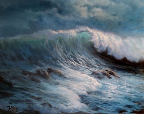 Windy Crashing Wave Acrylic Painting By Kevin Hill Watch Short