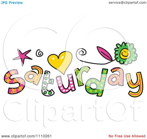 Clipart Colorful Sketched Saturday Text Royalty Free
