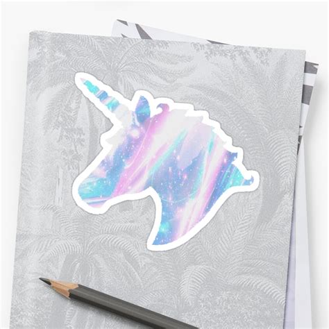 Holographic Unicorn Head 2 Sticker By Ekolinsky Redbubble