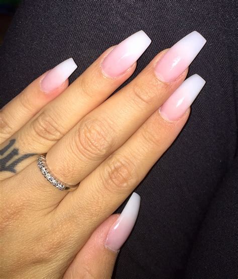 pink to white acrylic ombré coffin style ig ashleyvictoria xo light pink acrylic nails