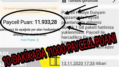 TURKCELL PAYCELL PUAN HİLESİ 10 000 5 000 PAYCELL PUAN 100KANITLI