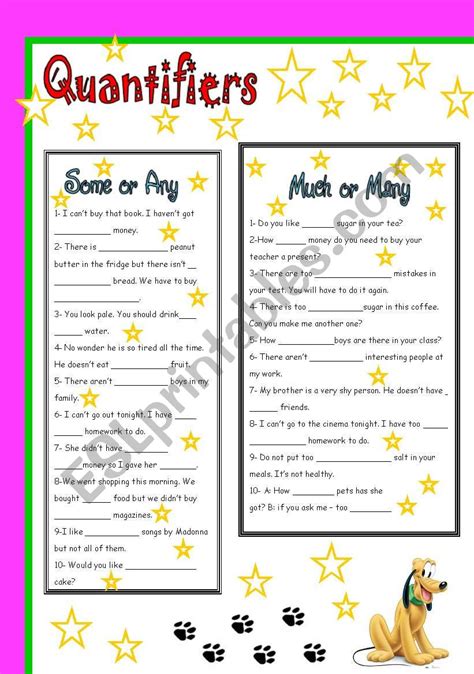 Quantifiers Some Any Much Many Esl Worksheet By Soledadgrosso