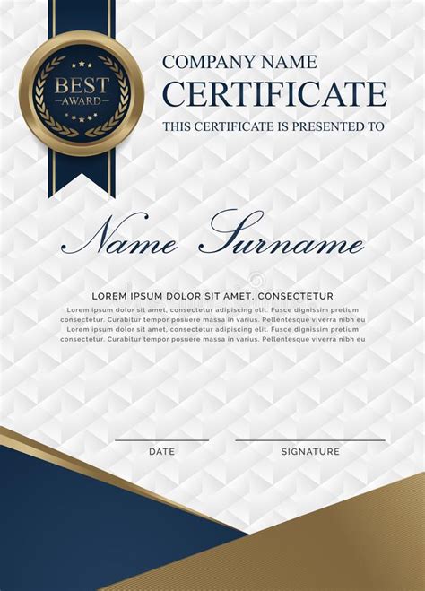 Certificate Template Vertical Of Black Background And Golden Shapes And