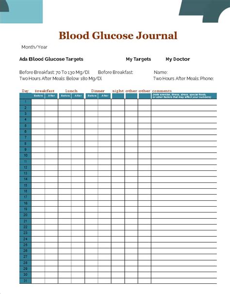 10 Printable Blood Glucose Chart Template For Non Diabetes And