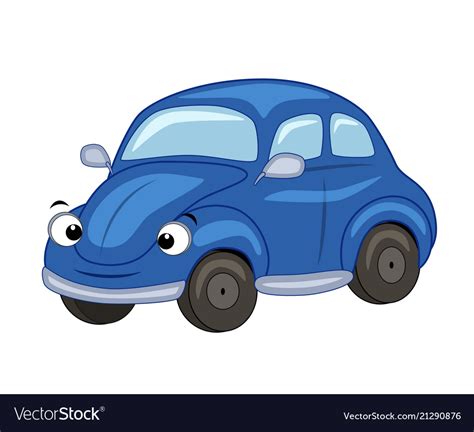 Cute Cartoon Blue Car Royalty Free Vector Image