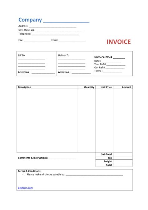 Basic Invoice Template In Word And Pdf Formats