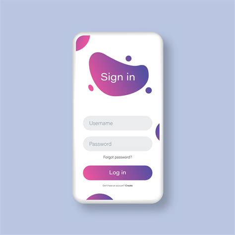 Smartphone Mockup With Login Form Page Template Trendy Purple Colors