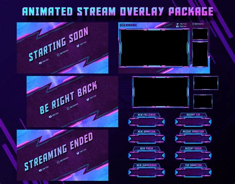 Animated Twitch Stream Overlay Package Twitch Panels Etsy Canada