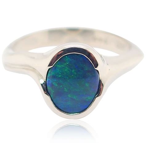 Solid Black Opal Ring Opals Down Under