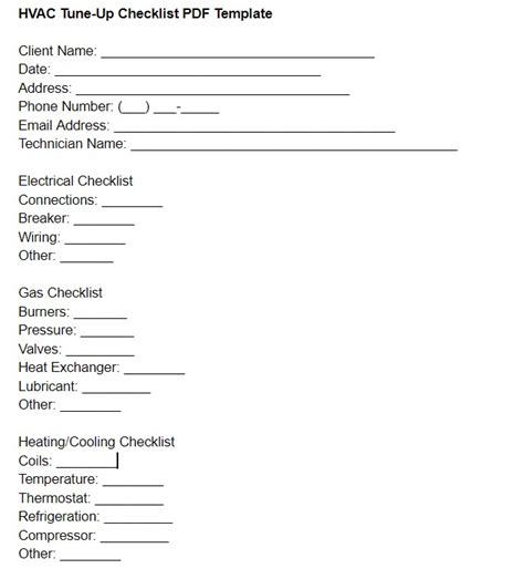 Hvac Tune Up Checklist Pdf Template Free Download Housecall Pro