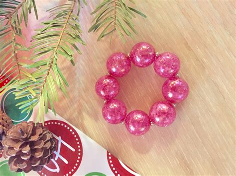 Pink Cracked Ice Bubbles Bracelet 6 Ornament Wreath Ice Bubble Pink