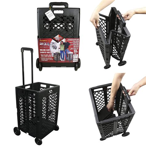 Olympia Tools Pack N Roll Portable Folding Mesh Rolling Storage Cart