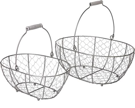 Slpr Metal Chicken Wire Basket Storage With Handle Grey Set Of 2