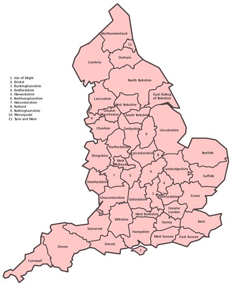 A Map Of England Showing The Counties United States Map